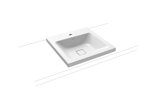Kaldewei Cono lavabo à poser 500 x 500 x 40 mm - blanc alpine - avec trou de robinet - sans trop-plein - effet perlé