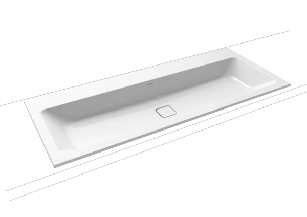 Kaldewei Cono lavabo encastré 1200 x 500 x 14 mm - blanc alpine - avec trou de robinet - sans trop-plein - effet perlé