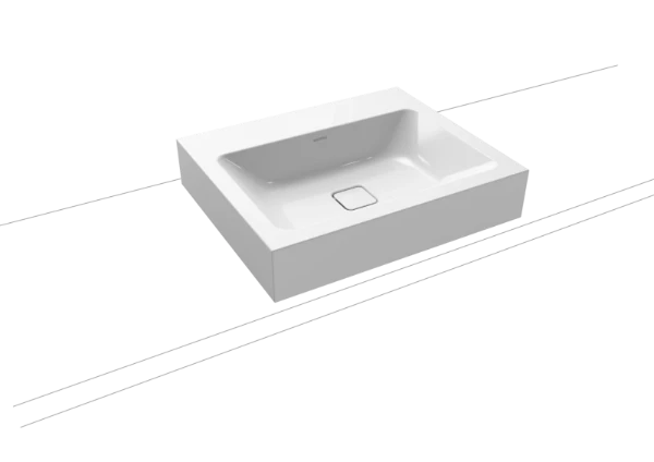 Kaldewei Cono lavabo à poser 600 x 500 x 120 mm - blanc alpine - avec trou de robinet - sans trop-plein - effet perlé