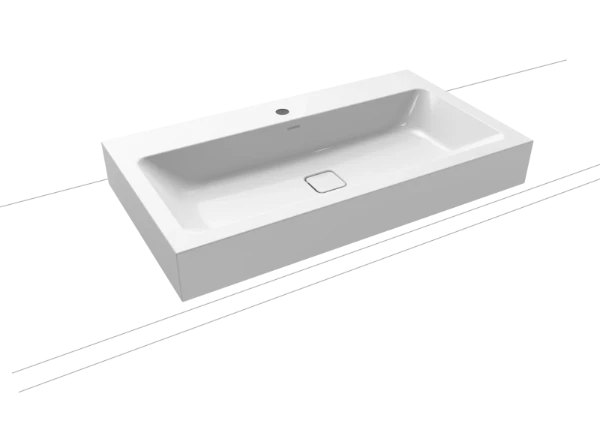 Kaldewei Cono lavabo à poser 900 x 500 x 120 mm - blanc alpine - avec trou de robinet - sans trop-plein - effet perlé