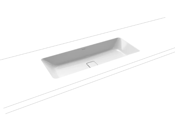 Kaldewei Cono lavabo sous plan 869 x 382 mm - blanc alpine - sans trou de robinet - sans trop-plein - effet perlé