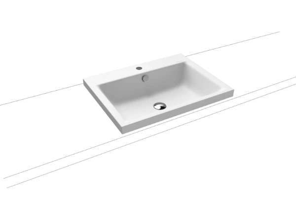 Kaldewei Puro lavabo à poser 600 x 460 x 40 mm - blanc alpine mat - avec trou de robinet - avec trop-plein - effet perlé
