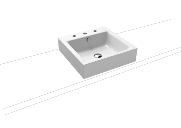 Kaldewei Puro lavabo à poser 460 x 460 x 120 mm - blanc alpine - avec trou de robinet - avec trop-plein - effet perlé