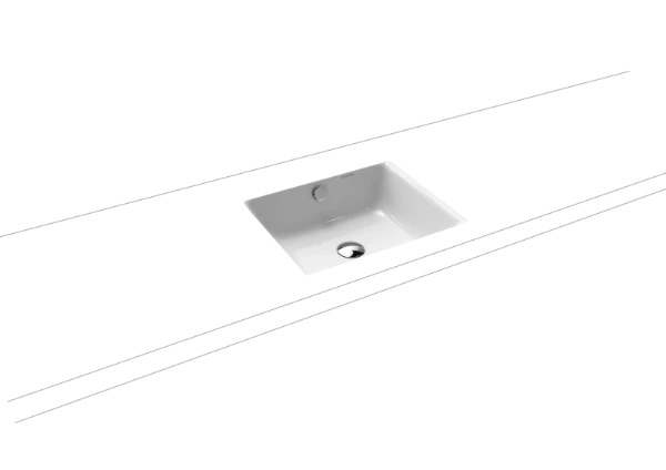 Kaldewei Puro onderbouwwastafel 460 x 385 mm - alpine wit - zonder kraangat - met overloop - pareleffect