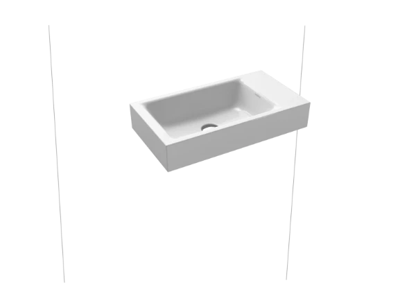 Kaldewei Puro lave-mains 550 x 300 x 100 mm - blanc alpine - avec trou de robinet gauche - sans trop-plein - effet perlé
