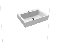 Kaldewei Puro lavabo mural 600 x 460 x 120 mm - blanc alpine - avec trou de robinet - avec trop-plein - effet perlé