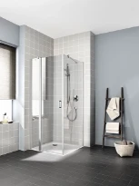 PORTE DE DOUCHE TOURNANTE KERMI CADA XS 80 - 200 ! CM gris argent brillant ESG transparent regl. de 785-810mm,gauche,cadaclean