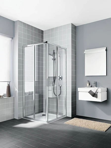 CCE2R08020VPK Kermi Cada XS E2R hoekinstap halfdeur rechts 800 x 2000 mm - verstelbaarheid 775-800 mm - SIHG ESG helder Clean - profiel : zilver hoogglans