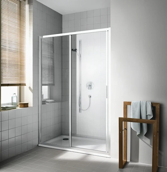 CCG2R11020VPK Kermi Cada XS G2R schuifdeur 1100 x 2000 mm - verstelbaarheid 1060-1110 mm - SIHG ESG helder Clean 2-delig met vast segment rechts - profiel : zilver hoogglans