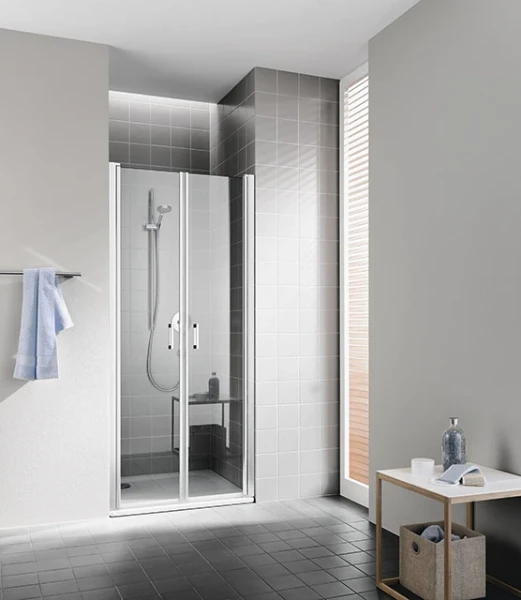 Kermi Cada XS PTD pendeldeur 1000 x 2000 mm - verstelbaarheid 960-1010 mm - SIHG ESG CC Clean Pendeldeur - profiel : hoogglans zilvergrijs