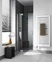PORTE DE DOUCHE TOURNANTE KERMI FILIA XP 120 - 200 ! cm gris argent brillant verre de securite transparent fixe