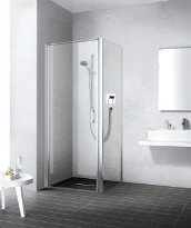 PORTE DE DOUCHE TOURNANTE KERMI LIGA 90 - 200 ! CM gris argent mat verre de securite transparent reglable 86-91cm - niche