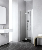 PORTE DE DOUCHE PLIANTE. KERMI LIGA 86 - 91 o 200 ! cm gris argent mat verre de securite Transparent reglable 116-121cm - niche