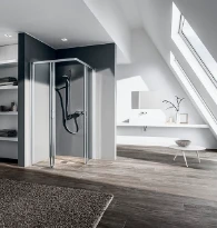KERMI Liga HK.inst z bodempr L  helder gl (get vloer) 1/2 d 740-765x1850mm zilver mat