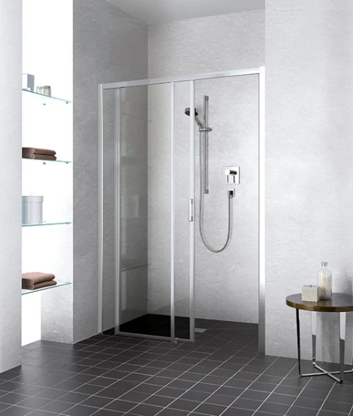 LID2R125201PK Kermi Liga D2R schuifdeur 1250 x 2000 mm - verstelbaarheid 1210-1260 mm - SIMG ESG helder Clean 2-delig zonder bodemprofiel vast segment rechts - profiel : zilver matglans