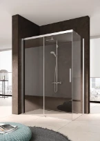 PORTE DE DOUCHE COULISSANTE KERMI NICA 160 - 200 ! CM gris argent brillant verre de securite clair