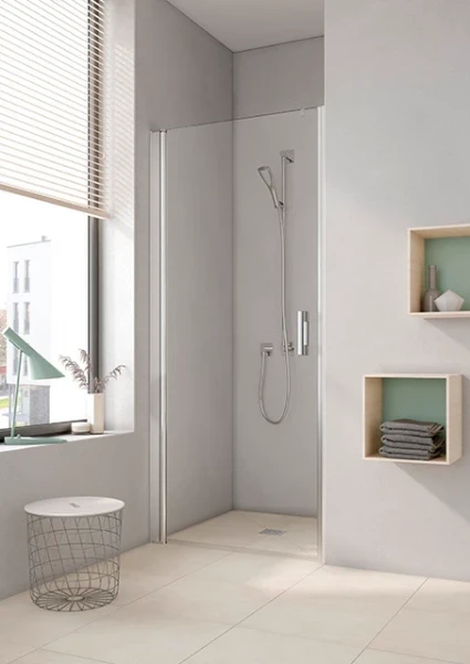 PORTE DE DOUCHE TOURNANTE KERMI PEGA 200 ! cm verre de securite transparent -