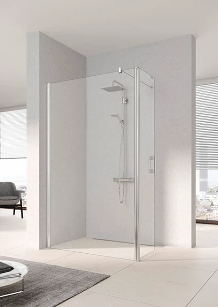 PETFR10020VAK Kermi Pega TFR Walk-in douchewand 1000 x 2000 mm - verstelbaarheid 975-1000 mm - SIHG ESG helder Wall met draaibare vleugel Wall rechts - profiel : zilver hoogglans