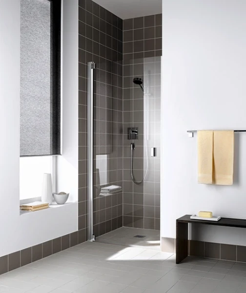 RA1TR100181PK Kermi Raya 1TR draaideur 1000 x 1850 mm - verstelbaarheid 978-1008 mm - SIMG ESG helder Clean Draaideur binnen/buiten open scharnier rechts - profiel : zilver matglans