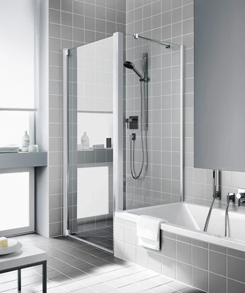 RATVD090171PK Kermi Raya TVD zijwand 900 x 1750 mm - verstelbaarheid 875-895 SIMG ESG helder Clean verkort op badkuip - profiel : zilver matglans