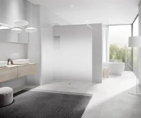 KERMI WALK-IN XB WIA 1000x 2000 980-1000 WES White Line STR4, avec support mural carré