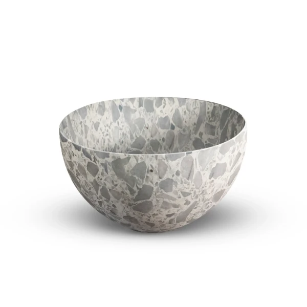 Looox Sink Collection opbouwwastafel rond 230 mm - grijs terrazzo - keramiek - zonder kraangat - zonder overloop