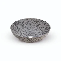 Looox Ceramic Terrazzo lavabo à poser rond 400 x 400 x 150 mm - noir - céramique - sans trou de robinet - sans trop-plein