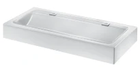 Delabie Mineralcast lavabo mural 1200 x 570 mm - wit RAL 9016 - 2 trous de robinet - sans trop-plein