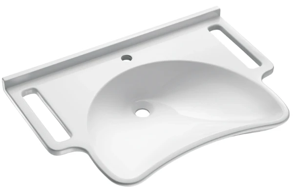 Delabie Mineralcast PMR lavabo mural 785 x 545 mm - wit RAL 9016 - avec trou de robinet - sans trop-plein