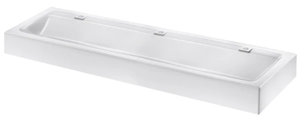 Delabie Mineralcast lavabo mural 1800 x 570 mm - wit RAL 9016 - 3 trous de robinet - sans trop-plein