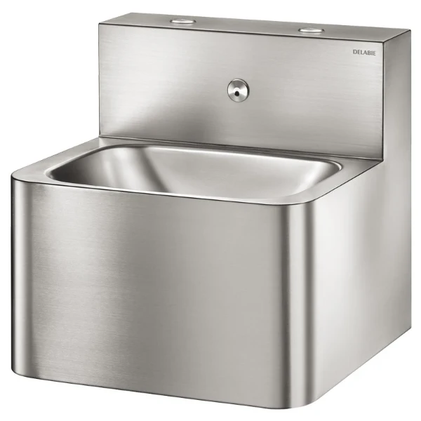 Delabie TEK lavabo mural WW/KW 400 x 395 mm - RVS 304 mat - avec robinet encastré - sans trop-plein