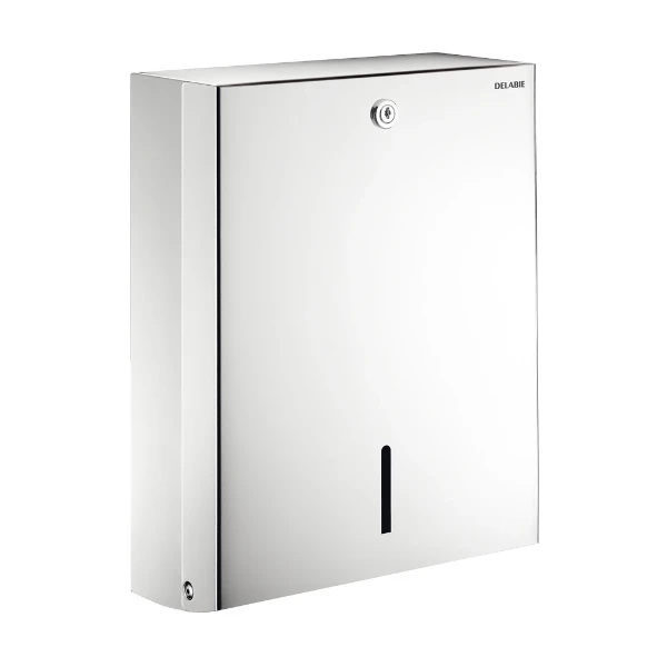 PAPIERHANDDOEK VERDELER DELABIE 32 poli brillant 275 - 120 o 360 ! inox voor 500 handdoekjes