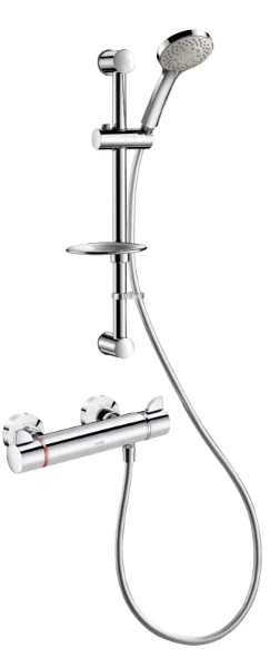 THERMOSTAT DE DOUCHE DELABIE SECURITHERM porte savon ensemble de douche (barre 670mm) pomme & flexible