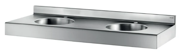 Delabie Duplo RP lavabo mural 1200 x 500 mm - 2 cuvettes - RVS 304 mat - avec trou de robinet - sans trop-plein