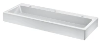 Delabie Mineralcast lavabo mural 1400 x 530 mm - wit RAL 9016 - 3 trous de robinet - sans trop-plein