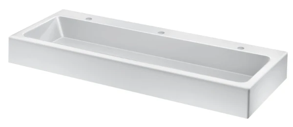 Delabie Mineralcast lavabo mural 1400 x 530 mm - wit RAL 9016 - 3 trous de robinet - sans trop-plein