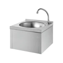 Delabie lave-mains avec commande au genou 385 x 385 x 250 mm - RVS 304 mat - avec robinet - sans trop-plein - avec pré-mélangeur - fixation inclus