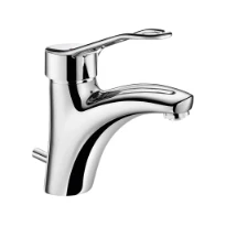 MELANGEUR DE LAVABO MONO-COMMANDE DELABIE chromé . manette ajouree+vidage automatique