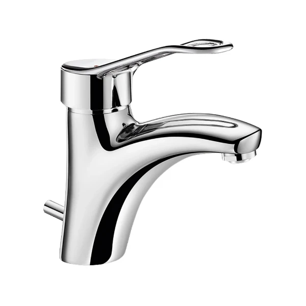 MELANGEUR DE LAVABO MONO-COMMANDE DELABIE chromé . manette ajouree+vidage automatique