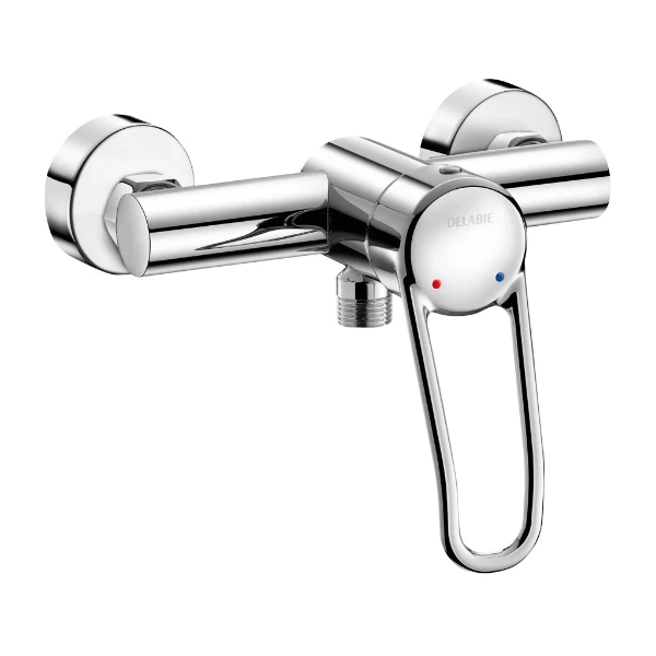 MELANGEUR DE DOUCHE MONO-COMMANDE DELABIE chromé nu avec raccords excentrés (cartouche à equil. press)