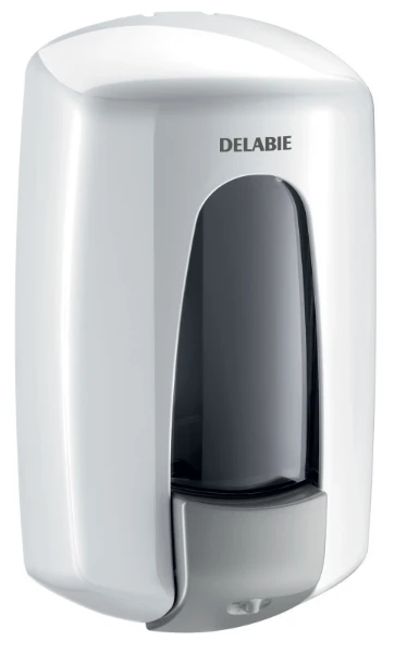 ZEEPVERDELER DELABIE 0,9 wit met slot,inhoud 0,9l 130 - 95 o 235 ! abs drukknop anti-drupsysteem