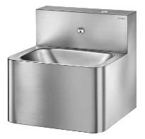 Delabie TEK lavabo mural 400 x 395 mm - RVS 304 mat - robinet à fermeture automatique encastré - sans trop-plein
