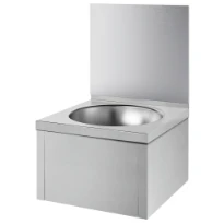 Delabie SXS lavabo avec dosseret et commande au genou 385 x 385 mm - RVS 304 mat - sans robinet - sans trop-plein