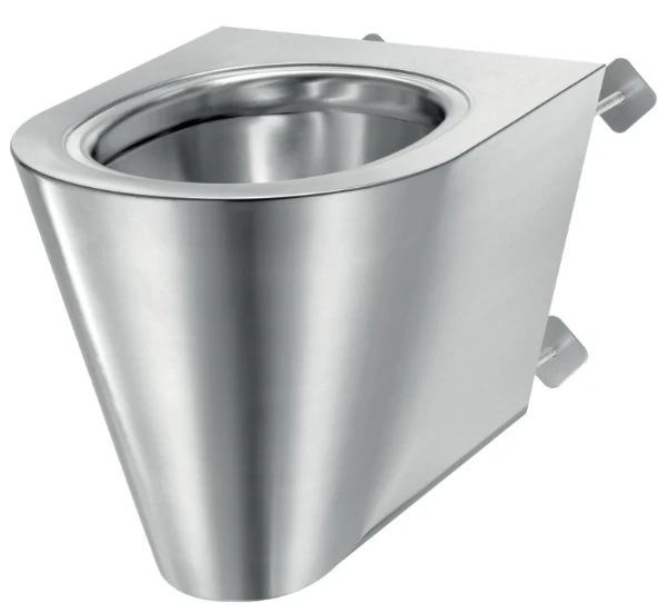 Delabie S21 S TC toilette suspendue - Inox gesatineerd - B360xD535 mm - fixation invisible door de muur