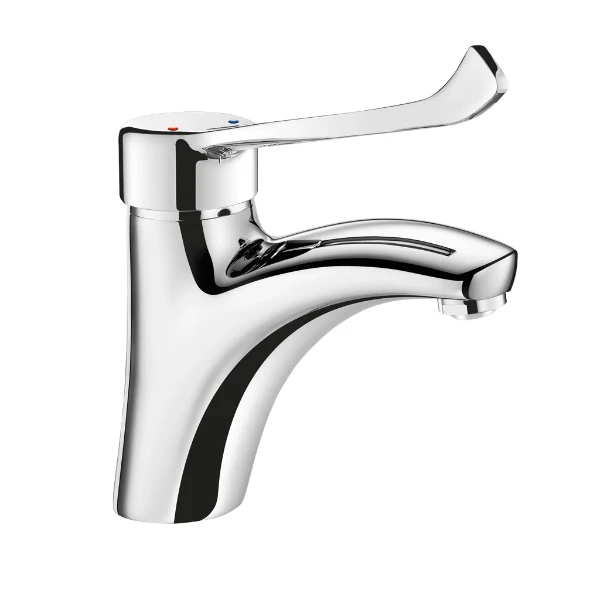 MELANGEUR DE LAVABO DELABIE chromé sans tirette ni vidage à bec haut et levier 150mm