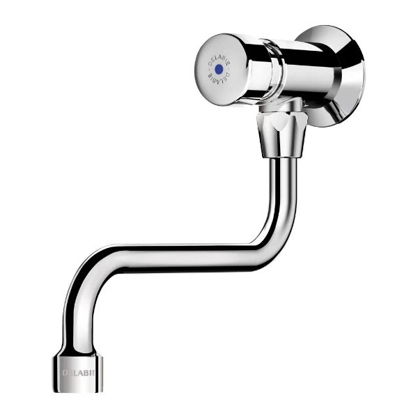 ROBINET DE SERVICE MURAL DELABIE TEMPOSTOP 1/2 M chromé temporise bec mobile 150 mm