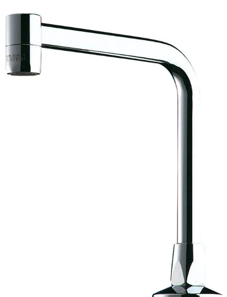 DELABIE Bec fixe sur plage M1/2" - L.150 H.170 Ø16 brise-jet 3 l/min