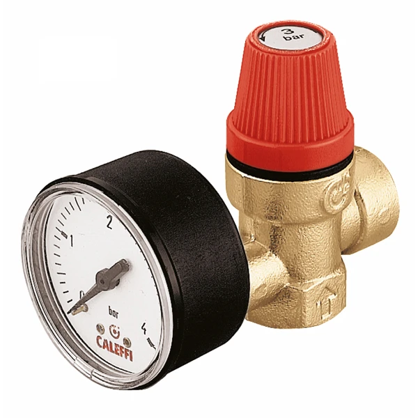 Caleffi 313 overdrukventiel met manometer FF 1/2 x 1/2 - 3 bar