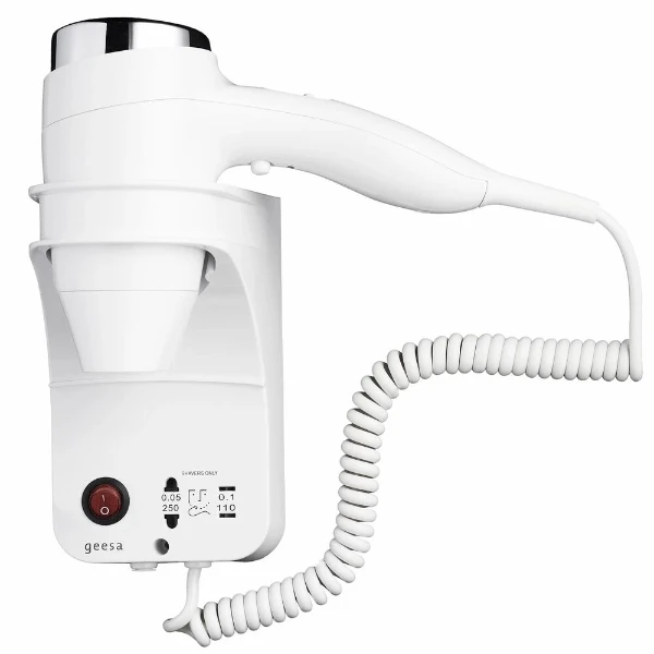 Geesa Hairdryer haardroger 1400W - 3 snelheden - wit - met scheerstopcontact