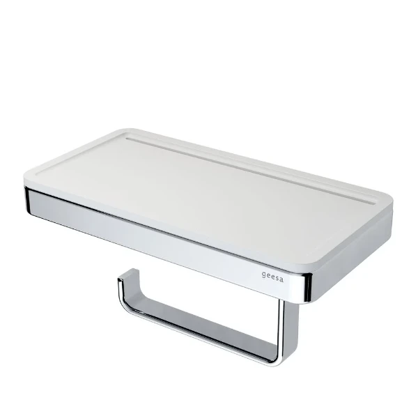 Geesa Frame porte-rouleau avec insert blanc - chromé
